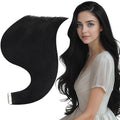 Full Shine Real Human Hair Tape in Extensions Color 1 Jet Black Remy Tape in Real Remy Skin Weft 24Inch Double Sided Invisible Seamless Hair Extension Silky Straight 20Pcs 50G for Wedding
