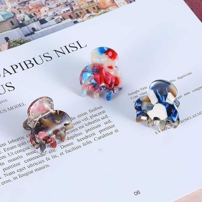 Cobahom Mini Hair Clips and Hair Claws for Women & Girls - Acrylic Jaw Clamps in Flower Colors for Hair Styling