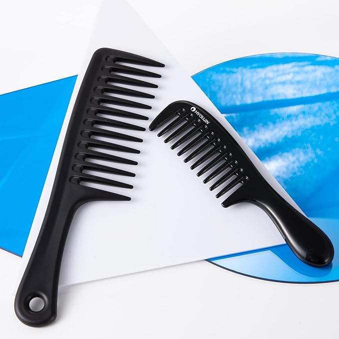 HYOUJIN Two Set Large Wide Tooth Comb Detangling Wet or Dry Combs for Shower, Hair Styling Brush for Natural, Curly, Long Hair for Women and Men