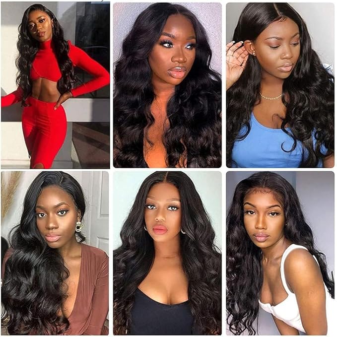 Human Hair Bundles Color 1B Body Wave Bundle Niegmeag Brazilian Virgin Soft and Silky Remy Hair 3 Bundles 14 16 18 Inch Natural Black Body Wave Bundle Double Weft Hair Weave