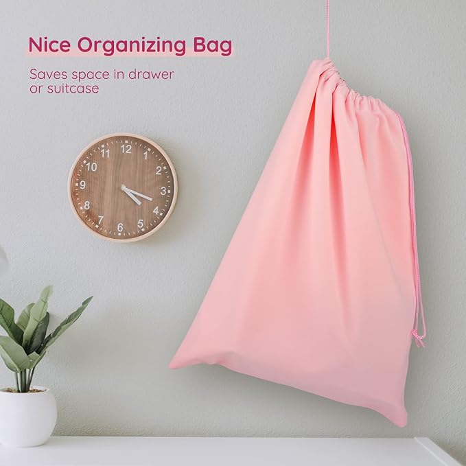 Satin Flannel Storage Bag, Segbeauty 11.8*15.7in Large Velvet Drawstring Pocket Sundries Storage Sack Sports Equipment Bag for Diffuser Hair Dryer Accessory Curling Iron Hair Straightener Clothes Pink
