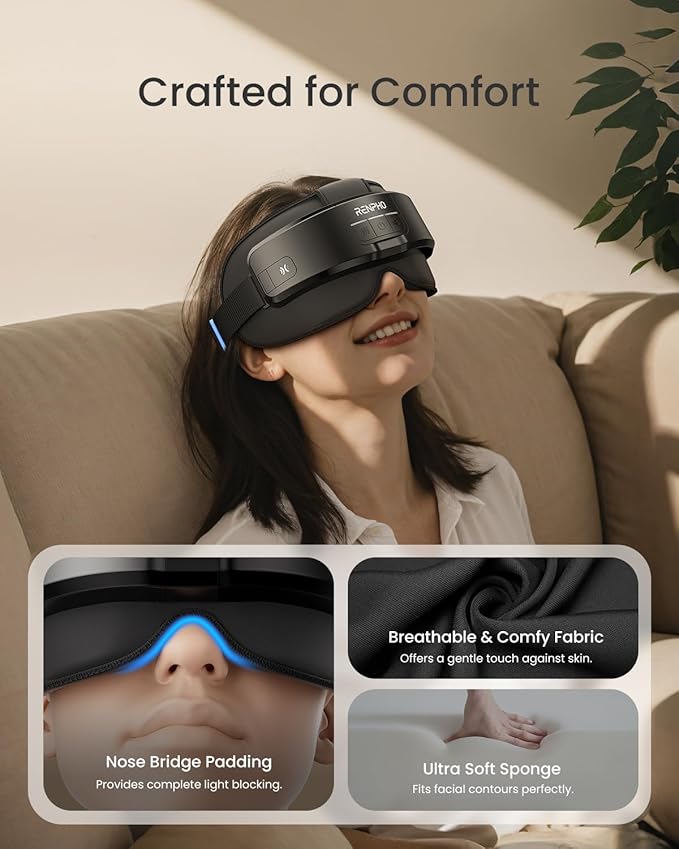 RENPHO Eyeris Masc Head & Eye Massager, FSA Eligible HSA, Christmas Gifts for Women Men, Headache Massager for Forehead, Occiput and Temple, Heated Face Mask with Heat, Massager Scalp Stress Relax