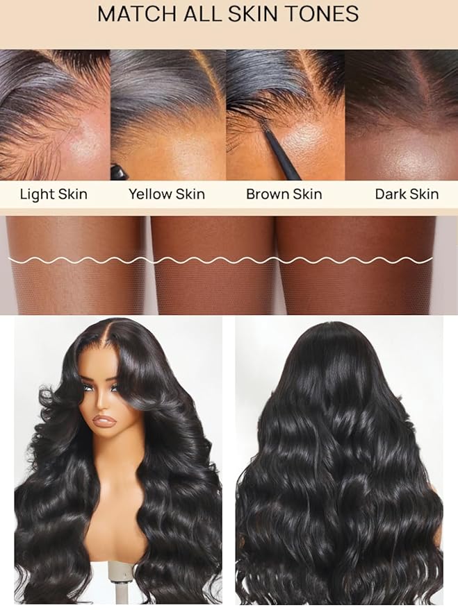 Julia Hair 13x4 Pre-Everything™ Loose Body Wave Human Hair Wig HD Lace Frontal Glueless Wig with Drawstring Face Framing Curtain Bangs Frontal 3D Body Wave Wig for Black Women Put On and Go 16 Inch