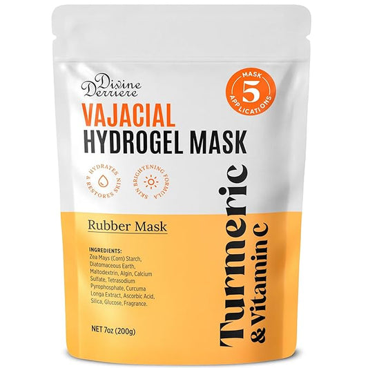 Divine Derriere Vajacial Hydrogel Mask - Premium Modeling Mask with Turmeric & Vitamin C - Deeply Purifying & Super Hydrating Facial and Vajacial Mask, Peel-Off Mask, Hydro jelly Mask Powder Kit