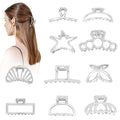 CWJCYTNSN Small Silver Hair Clips, 10Pcs Metal Butterfly Starfish Hair Claw Clips for Women Thick Thin Hair, Non-Slip Hair Clips for Women and Girls, Strong Hold Hair Accessories