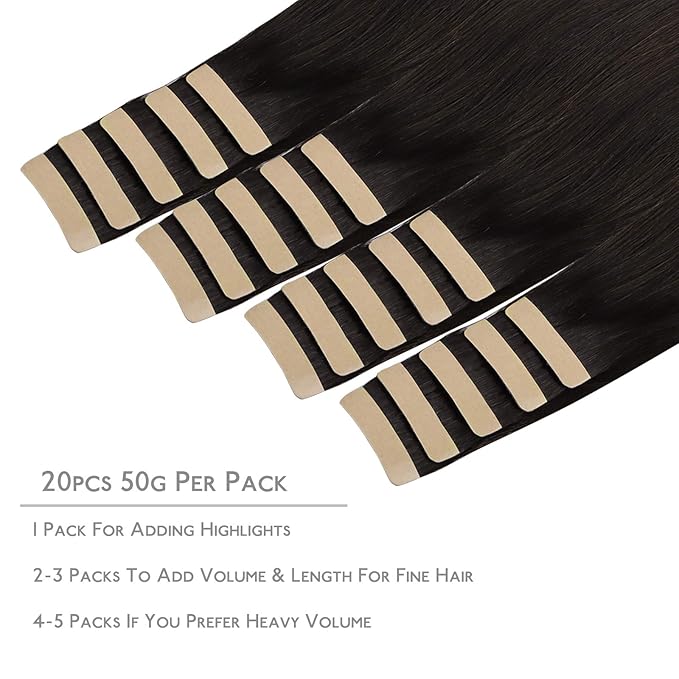 WENNALIFE Tape in Hair Extensions Human Hair, 20pcs 40g 12 inch Dark Brown Remy Hair Extensions for Women Tape Ins Straight Extensiones De Cabello Humano Skin Weft
