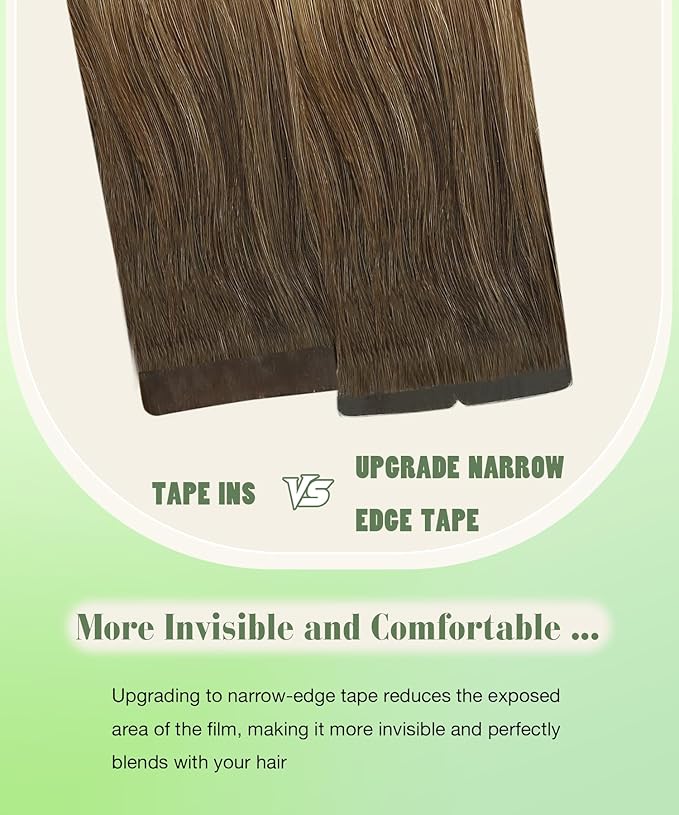 SURNEL Tape in Hair Extensions 16 inch Balayage Darker Brown to Ash Brown mixed Blonde Tape in Hair Extensions Human Hair 20pcs 50g(#3/8/22-16)