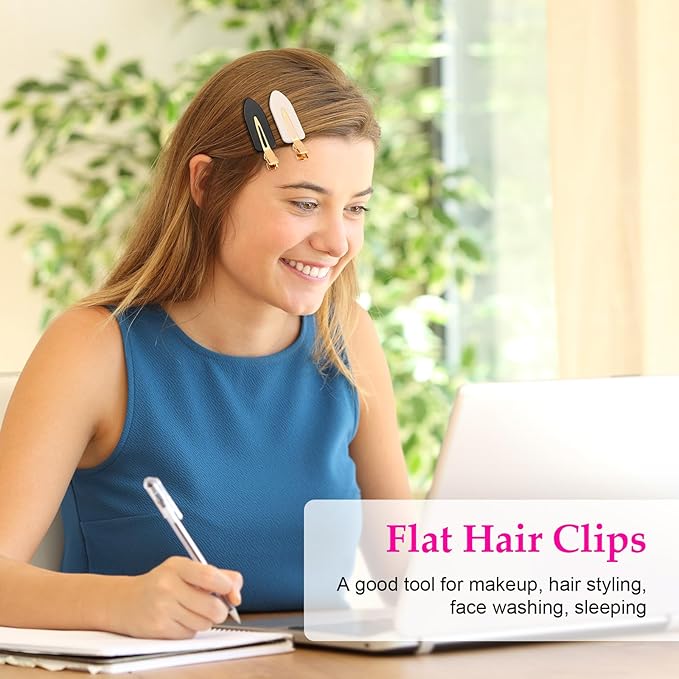 D 6 Pcs Creaseless Hair Clips No bend No Crease Hair Clip Makeup Clips for Women and Girls Flat Hair Clips for Hairstyling Salon Golden Handle