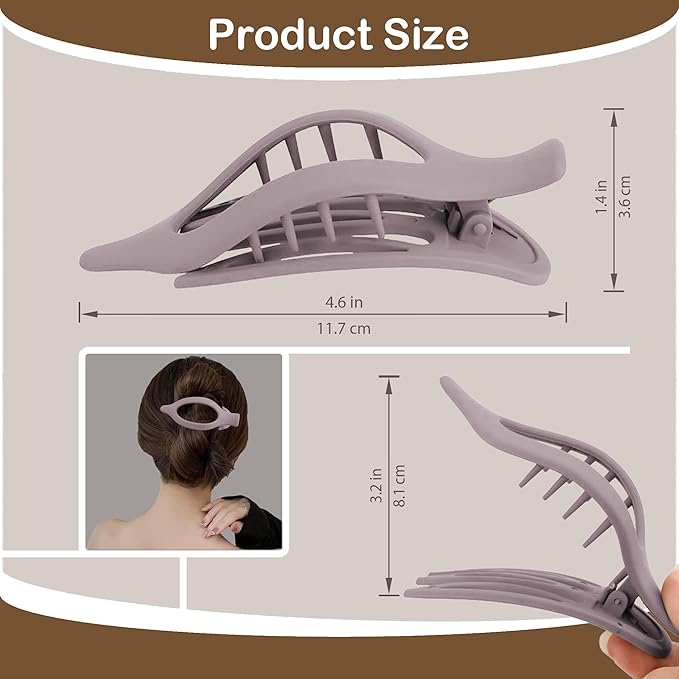 Big Hair Claw Clips 6-Pack 4.7" Non-Slip Hair for Women and Girls with Long, Thick Hair Jelly & Matte Clips (Duckbill-B 6pcs 4.7")