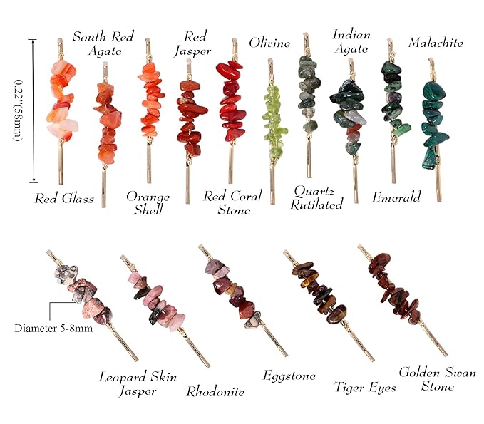 Crystal Hair Pins Gemstone Jeweled Bobby Pin Decorative Hair Accessories for Women Colorful Hairpins Set of 15
