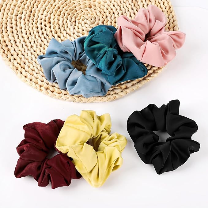 6Pcs Scrunchies for Women, Premium Satin Hair Scrunchies Sleep, All Hair Types, Colorful