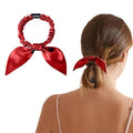THXSILK Hair Silk Scrunchies with Bow for Women Pure Mulberry Silk Hair Cute Ring Ties Scrunchies for Girls Women's Thick Hair, Red, 2.8"