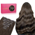 WENNALIFE Seamless Clip In Hair Extensions, 16 Inch 130g 7pcs Light Dark Brown Hair Extensions Clip in Human Hair Invisible PU Skin Weft Natural Remy Human Hair Extensions