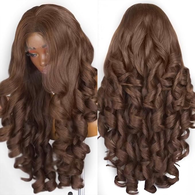2x6 Skinlike Real HD Lace Closure Chocolate Brown Human Hair Wig 0.095mm Ultra-thin HD Lace 15A Brazilian Body Wave Virgin Human Hair Lace Closure Wigs For Black Women (28 Inch)