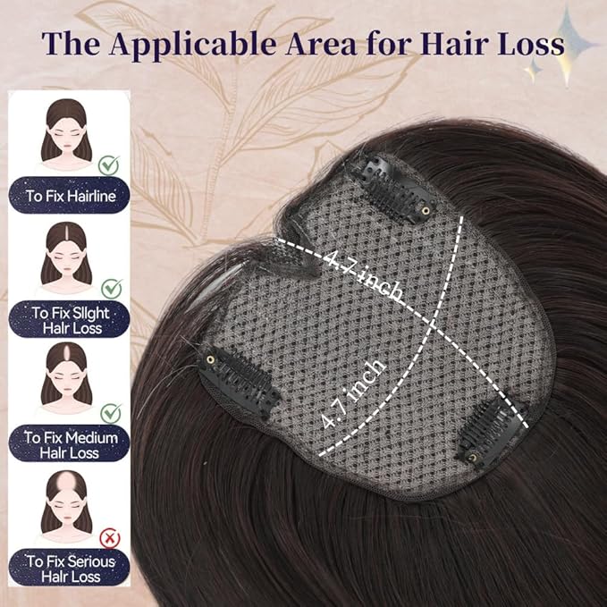 Hair Toppers for Women Large Base Toppers Hair Pieces for Women with Thinning Hair Clip Ins Fake Bangs Perfect Solution for Thinning-hair and Stylish Upgrade 15 Inch