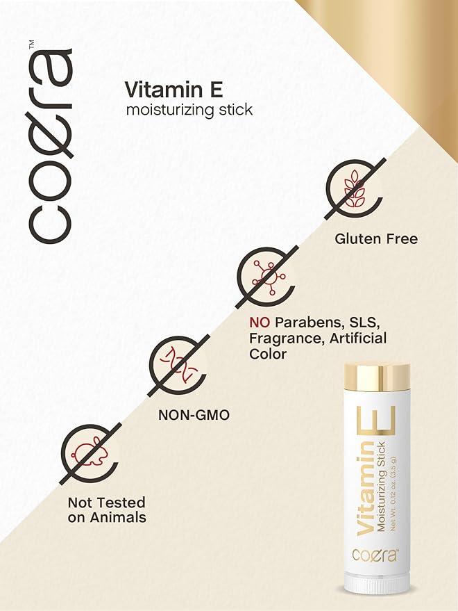 Vitamin E Moisturizing Stick for Lips | .12 oz (2 Pack) | Hydrating & Nourishing | Free of Parabens, SLS & Fragrances
