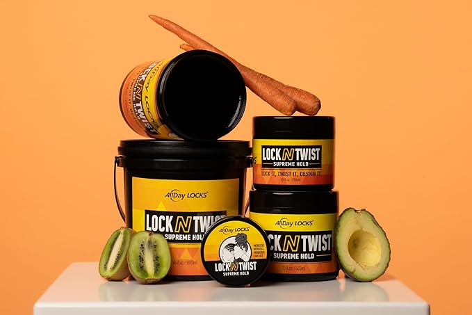 AllDay Locks Lock N Twist (10 oz) | Supreme Hold, No Frizz or Flaking | Hydrating, Nourishing Locking Gel | Grape & Avocado-Infused | Lock & Twist Braids, Locks, Twists, Cornrows | 10 oz