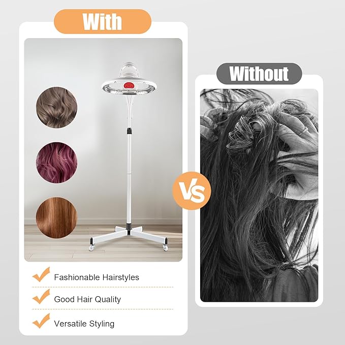 Multifunctional Portable Hooded Dryer, 3-in-1 Orbital Rotary Hair Processor, Adjustable Mobile Hair Steamer, Vertical Professional Styling Infrared Hair Dryer, for Salon Home Use, 950W