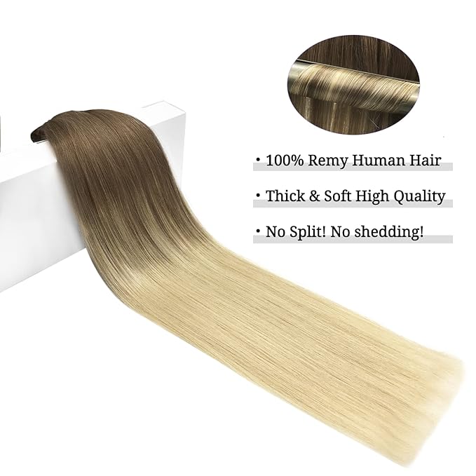 DOORES Hair Extensions Real Human Hair, Ash Brown to Platinum Blonde 150g 9pcs 18 Inch, Clip in Extensions Human Hair Natural Remy Clip in Hair Extensions Silky Straight Thick Human Hair Extensions