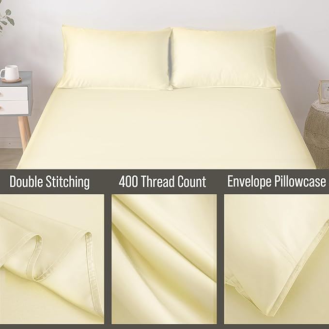 Bella Coterie | Luxury Bamboo Viscose Queen Size Pillowcase Set | 100% Organically Grown | Ultra Soft | Cooling | 2 Pcs [Lemonade]