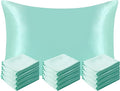 NTBAY 12 Pack Satin Queen Pillowcases for Hair and Skin, Luxurious and Silky Pillow Cases with Envelope Closure, 20 x 30 Inches, Light Blue