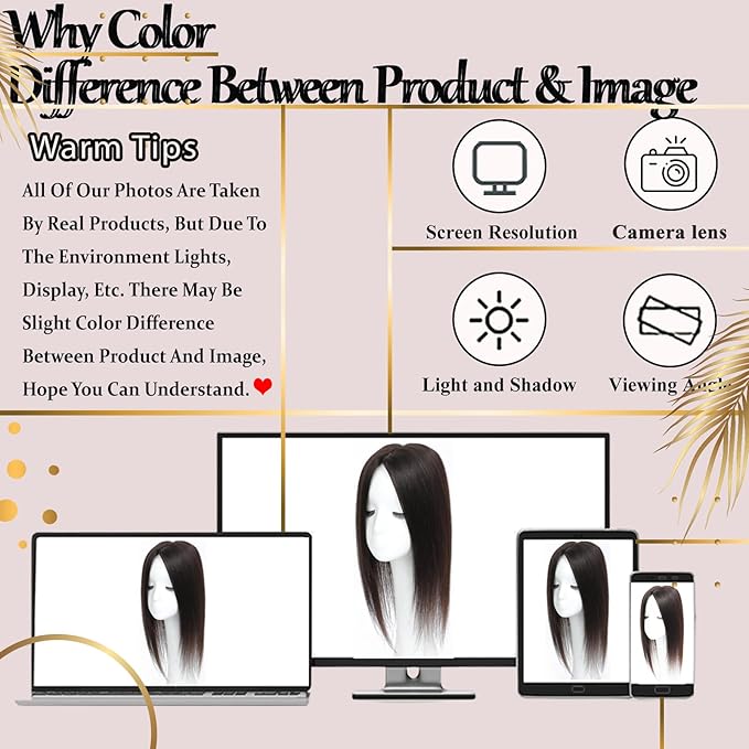 Hair Toppers for Women Real Human Hair, 360° 3D Human Hair Toppers for Women with Thinning Hair Upgrade Middle Part Clip in Bangs (Mocha Brown NEW, 14 Inch-3D-Side)