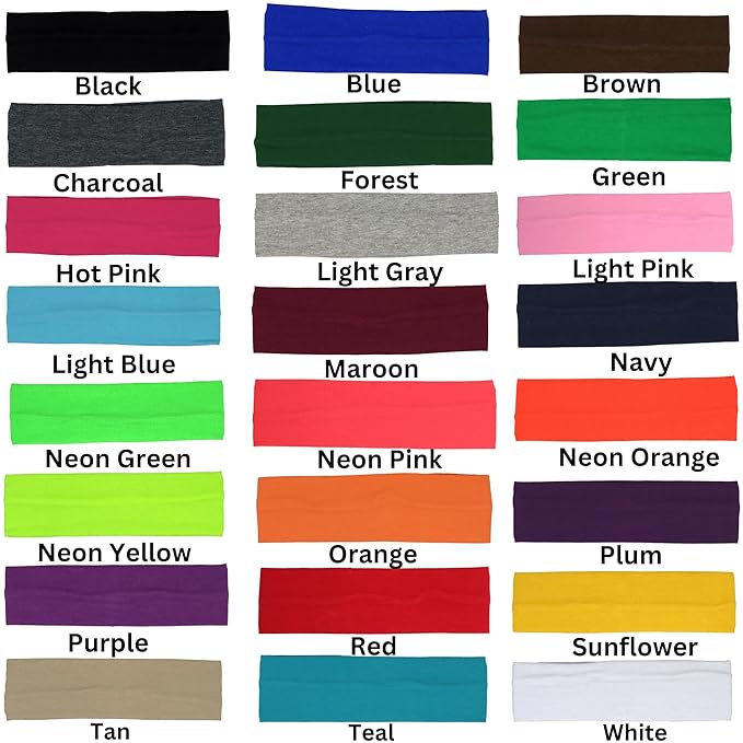 Kenz Laurenz Soft and Stretchy Elastic Cotton Headbands, Pack of 12, Hot Pink