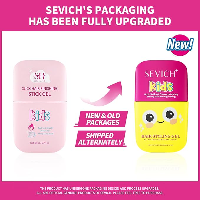 SEVICH Hair Gel For Kids With Comb, Toddler Hair Wax Stick For Girls - Quick Fix For Flyaways & Stray Ends - Frizz Control Finishing Stick - Gentle & Easy To Use 2.7fl oz/80ml