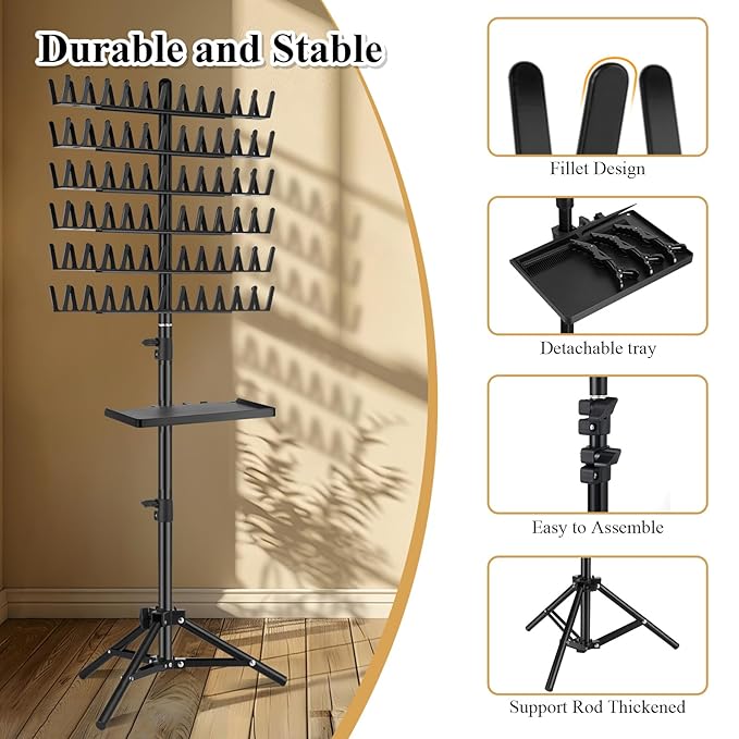 Braiding Rack with Tray, 144 Pegs Height Adjustable, 2-side Hair Extension Holder, Hair Stand with Stylist Tools for Salon/Home/Travel (Black)