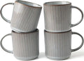 famiware Coffee Mug Set for 4, Star 12 oz Catering Mugs Cup Set with Handle for Coffee, Tea, Cocoa, Milk - Ceramic Stoneware Drinkware Set, Smoky Blue