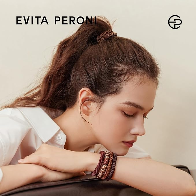 EVITA PERONI 12 Pcs Hair Ties, High Elastic Ponytail Holders, Hair Ties No Damage for Thick Curly Hair Women Men (Burnt Rose Blush)