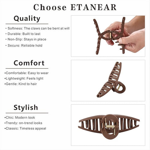 4Pcs Cloud Claw Clips for Women, 4.7 Inch Non-Slip Strong Hold Hair Claws, Unbreakable & Durable TPEE-Silicone Blend, Large Bendable Cozy Hair Clip for Thin/Thick/Curly Hair, All-Day Comfort