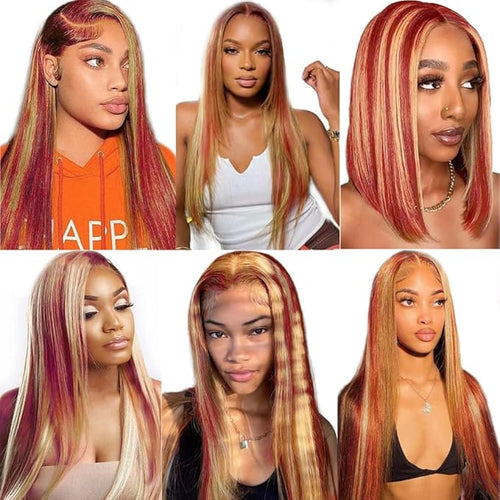 30 32 34 Inch Orange Straight Bundles Human Hair Highlight Blonde Bundle Brazilian Virgin Remy Hair Extensions Niegmeag 2 Tone Orange and Blonde Straight Bundle 300g