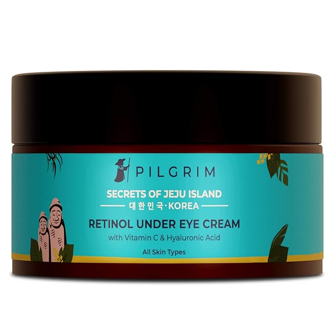 Pilgrim Korean Retinol Under Eye Cream | Infused with Vitamin C & Hyaluronic Acid | Redensify & Vitalized Skin | Eliminates Dark Circles & Wrinkles | Provides Youthful Skin | 1.06 Oz/50g