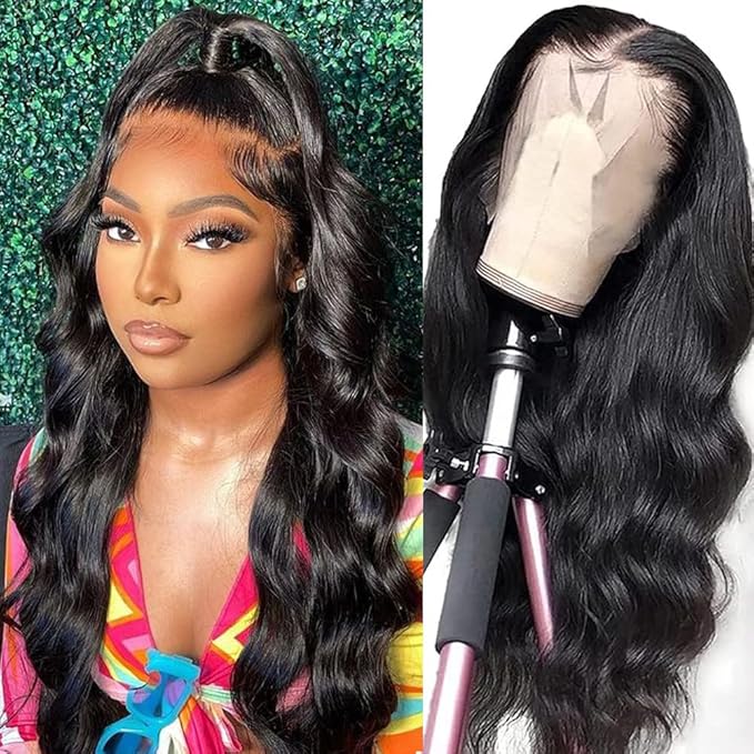13x6 Body Wave Lace Front Wigs Human Hair 180 Density Body Wave Frontal Wigs Human Hair HD Lace 22 Inch Brazilian Virgin Human Hair Wigs for Black Women Glueless Pre Plucked with Baby Hair