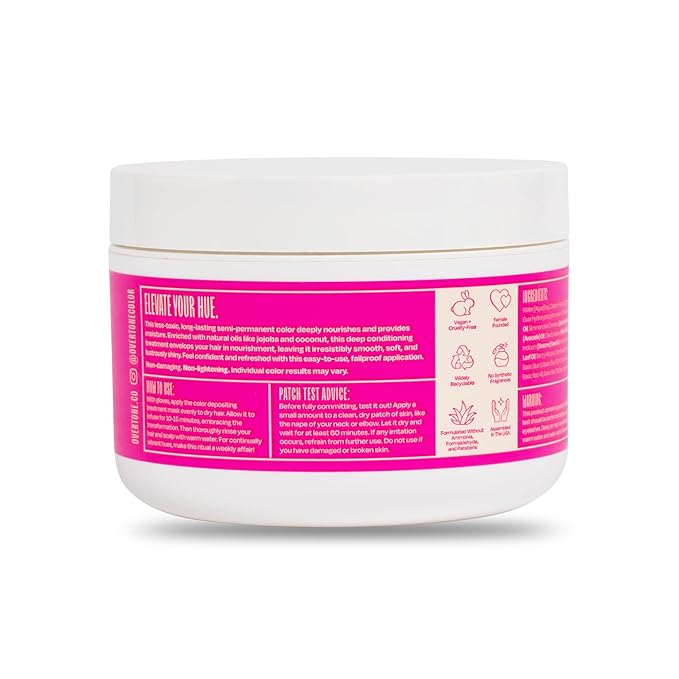 oVertone Color Depositing Conditioner - 8 oz Semi Permanent Hair Color with Shea Butter & Coconut Oil - Vegan, Cruelty-Free - Extreme Magenta