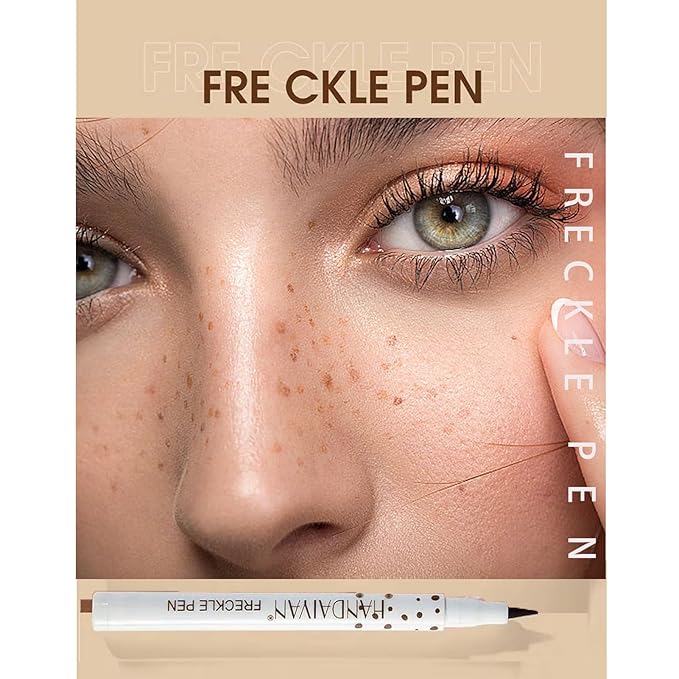 Freckle Pen 2 Colors, Natural Lifelike Freckle Makeup Pen Magic Freckle Color,Waterproof Longlasting Soft Dot Sopt Pen,for Natural Effortless Sunkissed Makeup-Chestnut&Dark Brown