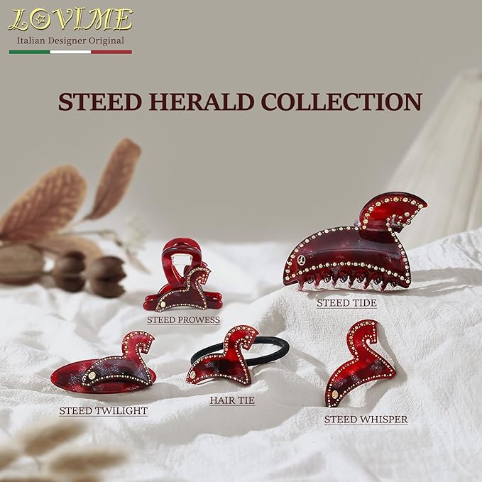 2026 Original Italian Designed Christmas Hair Barrettes for Women, Plant-Based Acetate France Barrettes for Birthday Girls Fine Thin Hair, Handmade Hair Clip With Gift Box-Steed Twilight