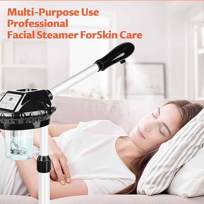 Professional Facial Steamer, Stand on Wheels Face Steamer, SPA Ozone Nano Steamer for Facials