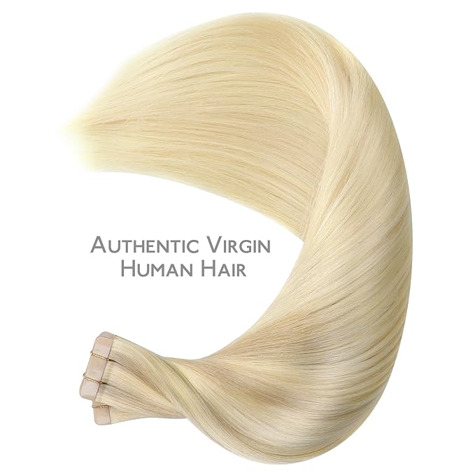 WENNALIFE Tape in Hair Extensions Human Hair, 40pcs 100g 16 inch Ombre Ash Blonde to Golden Blonde Balayage Platinum Blonde Hair Extensions Real Human Hair Invisible Straight Tape in Extensions