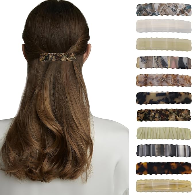 Hair Clips for Women,3.5 Inch Acetate Medium Hair Claw Clips for Women Thin Thick Curly Hair,Strong Hold No Slip Grip,French Classic Multicolor （Dark Brown Tortoiseshell Oblong）