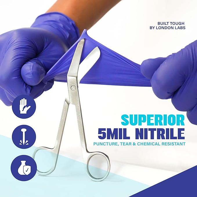 Cobalt Blue 5 Mil Nitrile Exam Gloves Disposable Latex Free | Medical Rubber Gloves for Doctors, EMT, First Aid Kit, Food Service & Cleaning | Bulk Case of (1000 CT)