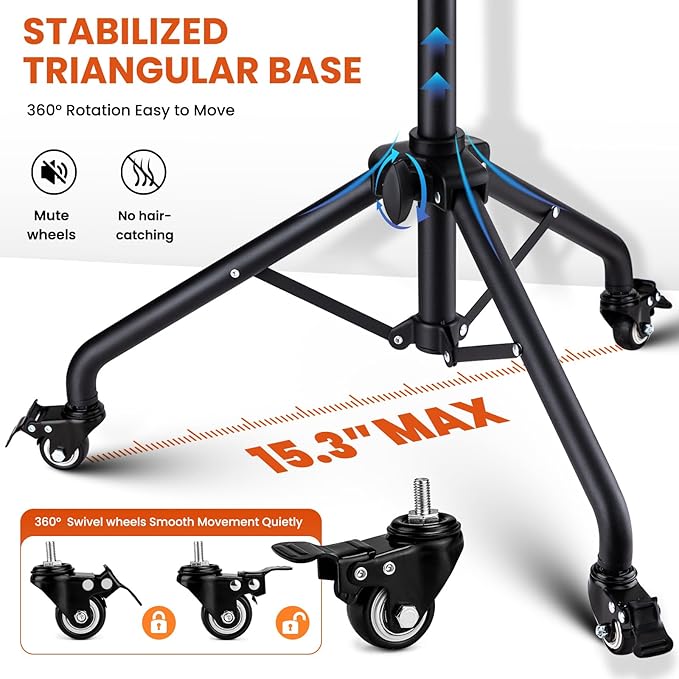 Noverlife Salon Tray Cart on Wheels with Storage Platform, Tattoo Rolling Tray Height Adjustable Salon Service Cart, Iron SPA Rolling Trays Portable Tattoo Table Stand for Dental