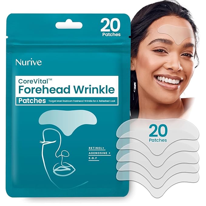 Advanced Wrinkle Patches 60ct Smile Line, Frown Line Wrinkle Patches for Facial Korean Skin Care Face Wrinkle Tape Invisible Overnight with Retinol & Collagen (Large (Forehead))