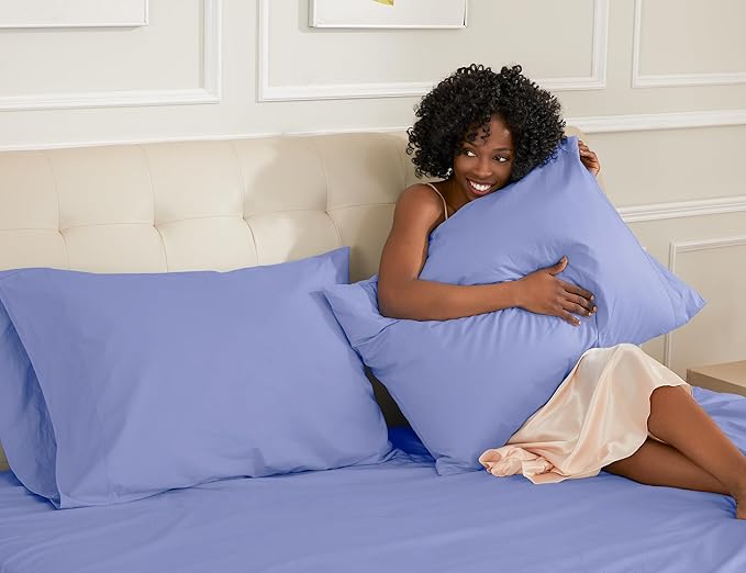 Sunflower King Pillowcases Set of 2, 100% Cotton King Size Pillow Cases 2, 20×40 inches Purplish Blue, Soft and Breathable