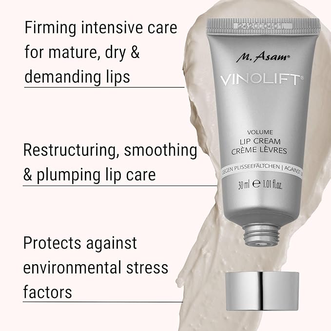 M. Asam VINOLIFT Volume Lip Cream - Anti-age volume & lip care against fine lip lines for mature & demanding skin, plumping lip care for moisturized & soft lips, 1.01 Fl Oz