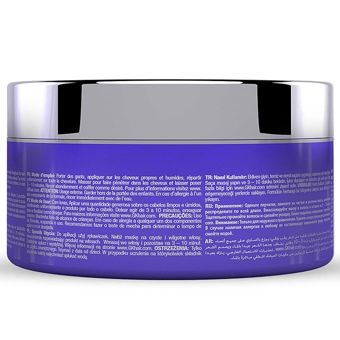 GK HAIR Global Keratin Ultra Blonde Bombshell Masque (7.05 Fl Oz/200 g) Semi-Permanent Long Lasting Hair Toning Color Pigments Moisturizing Styling and Coloring Mask for All Hair Types Unisex