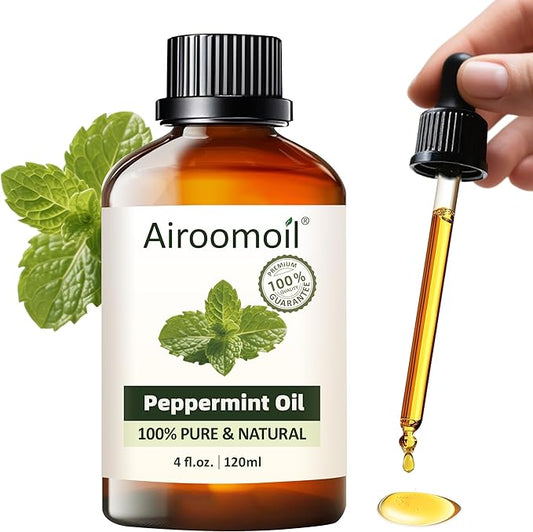 Pure Peppermint Essential Oil, 100% Pure Natural Peppermint Essential Oil, Premium Grade Essential Oils for Diffusers for Home, Skin, Care Massage, Soap Making, Aromatherapy, 4 Fl Oz | 120ml