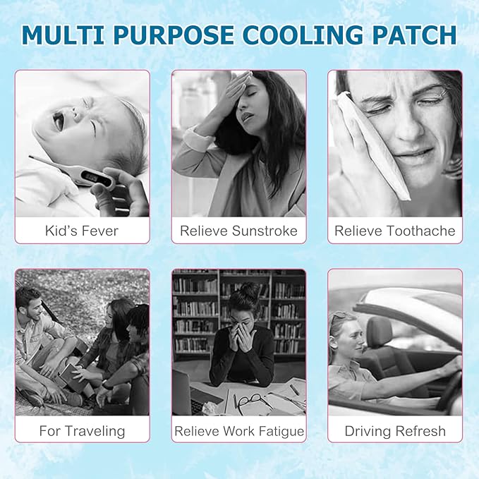 40 Sheets Fever Patches for Kids - Hot Weather Cooling Gel Patches for Adults - Headache Patches - Forehead Fever Cool Pads