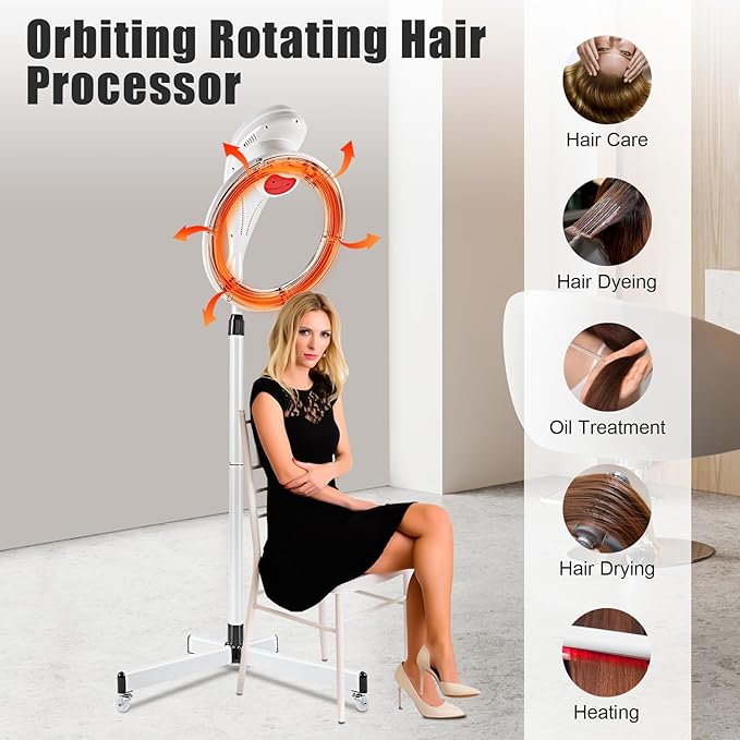 Professional Stand Hair Dryer,Orbiting Rotating Hair Processor Permed Colored Hair for Scalp Care Perfect for Salon,Spa,and Home Hair Care (Style 10)